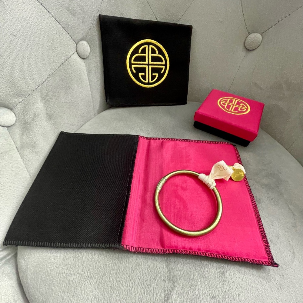 Budhagirl Lime (Limon) Bangle Bracelet with silk pouch, silk box and hair tie